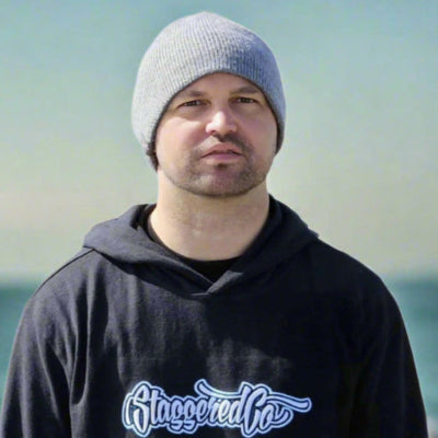 Black StaggeredCo Hoodie, bold embroidered logo